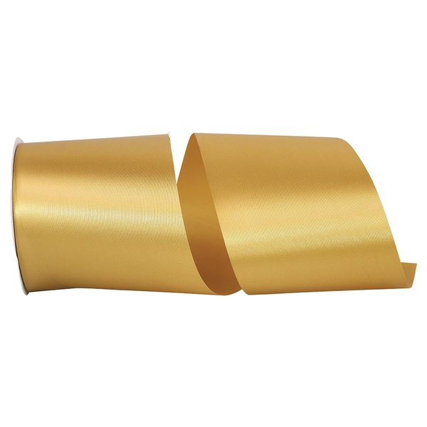 Reliant Ribbon 4 in. 50 Yards Single Face Satin Allure Ribbon, Golden Ale 4700-684-10K